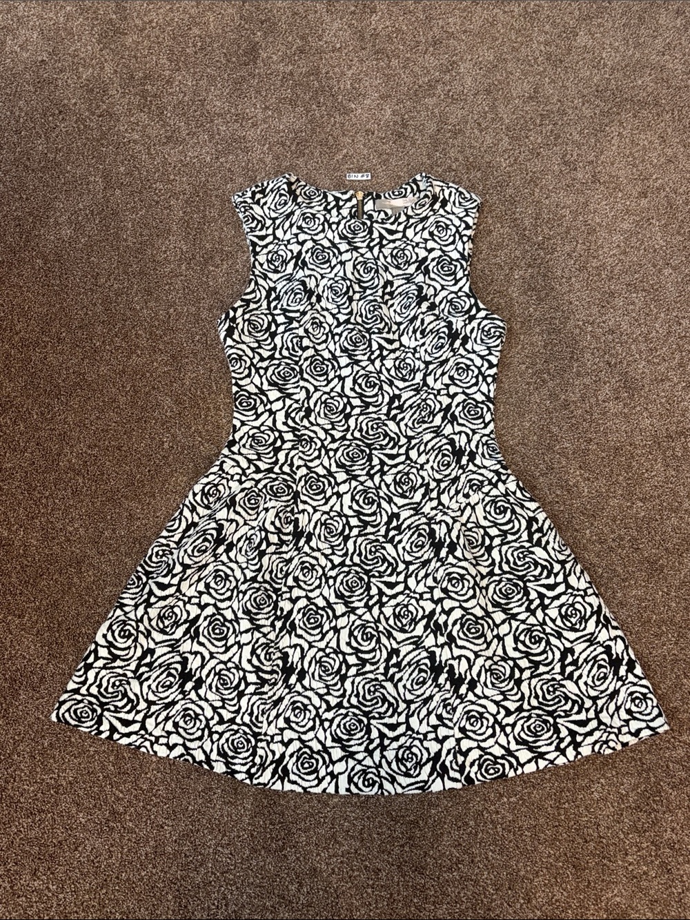 Love 21 Black & White Rose Print Fit-and-Flare Mini Dress